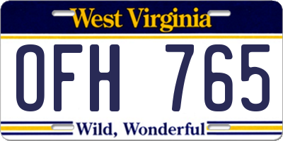 WV license plate OFH765