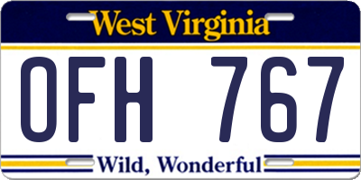 WV license plate OFH767