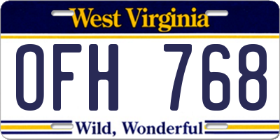 WV license plate OFH768