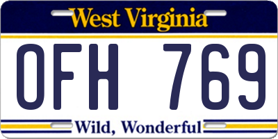 WV license plate OFH769
