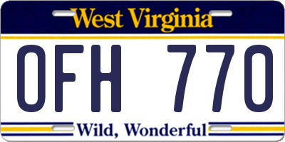 WV license plate OFH770