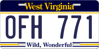 WV license plate OFH771