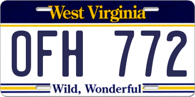 WV license plate OFH772