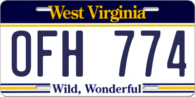 WV license plate OFH774