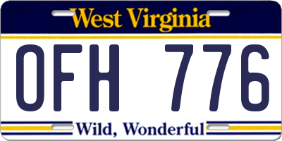 WV license plate OFH776
