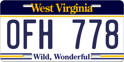 WV license plate OFH778