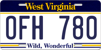 WV license plate OFH780