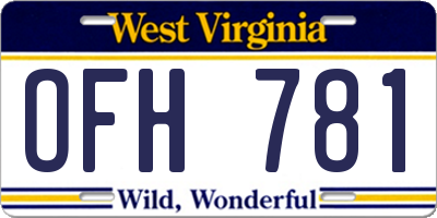 WV license plate OFH781