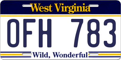 WV license plate OFH783