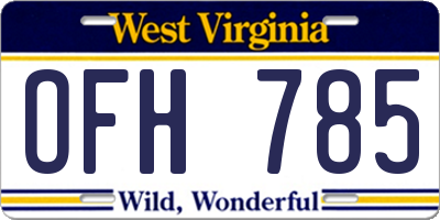 WV license plate OFH785
