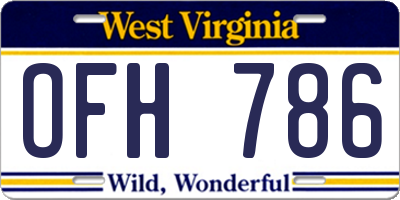 WV license plate OFH786