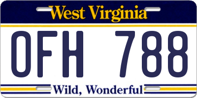 WV license plate OFH788