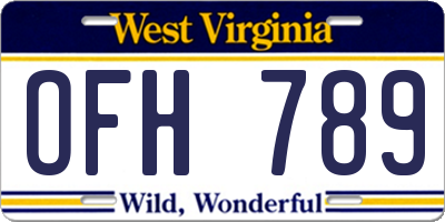WV license plate OFH789