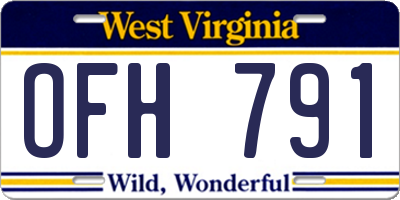 WV license plate OFH791
