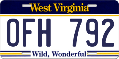 WV license plate OFH792