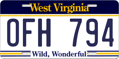 WV license plate OFH794