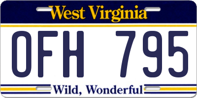 WV license plate OFH795
