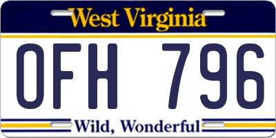 WV license plate OFH796