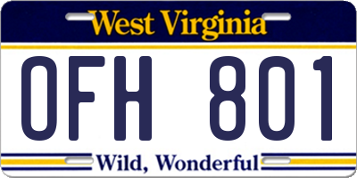 WV license plate OFH801