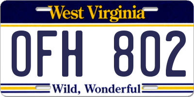 WV license plate OFH802