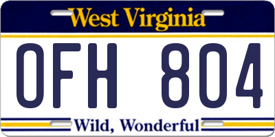 WV license plate OFH804