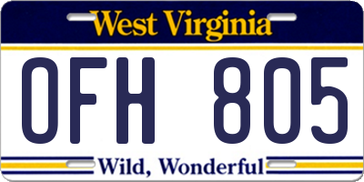 WV license plate OFH805