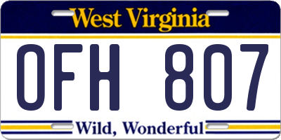 WV license plate OFH807