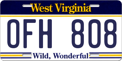 WV license plate OFH808