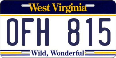 WV license plate OFH815