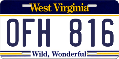 WV license plate OFH816