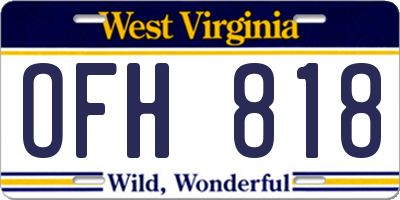 WV license plate OFH818