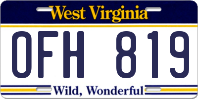 WV license plate OFH819
