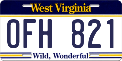 WV license plate OFH821