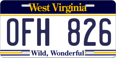 WV license plate OFH826