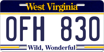 WV license plate OFH830