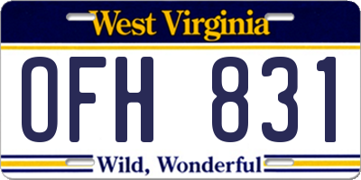 WV license plate OFH831