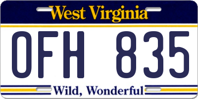 WV license plate OFH835