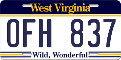 WV license plate OFH837