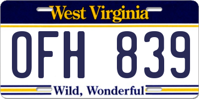 WV license plate OFH839