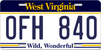 WV license plate OFH840