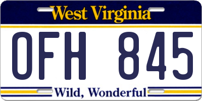 WV license plate OFH845