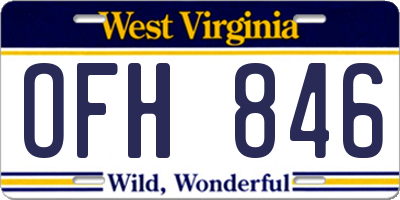 WV license plate OFH846