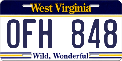 WV license plate OFH848