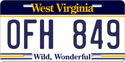 WV license plate OFH849