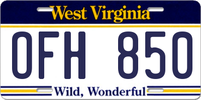WV license plate OFH850