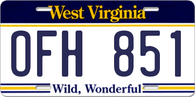 WV license plate OFH851