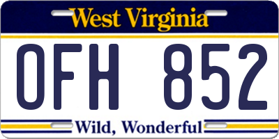 WV license plate OFH852