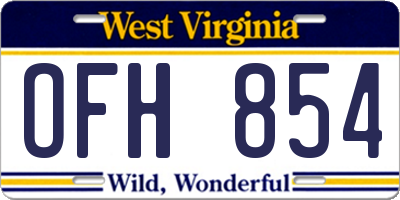 WV license plate OFH854