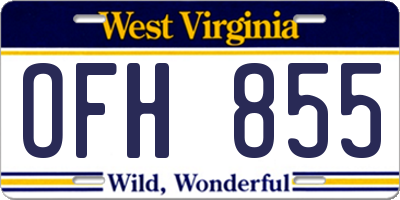 WV license plate OFH855