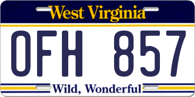 WV license plate OFH857